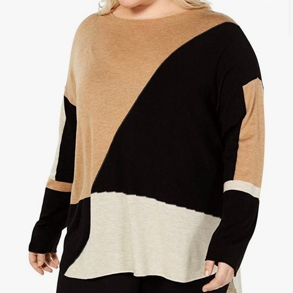 INC light weight color block sweater, NWT, 0X - Picture 1 of 8